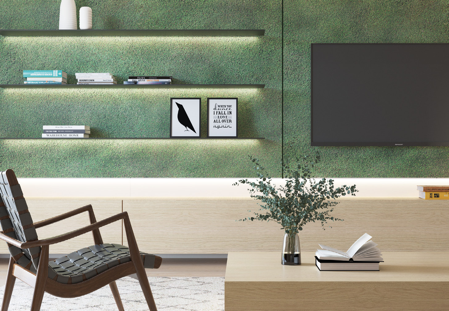 Ambiente con MDF tono Floresta