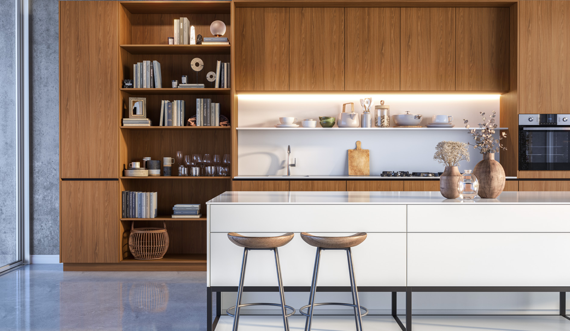 Ambiente con MDF tono Peroba
